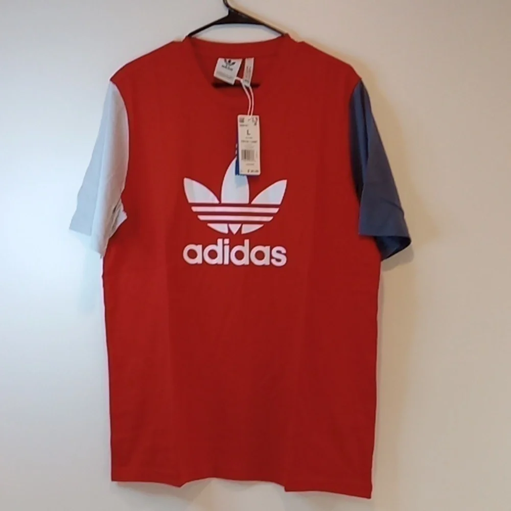 ADIDAS ORIGINALS TREFOIL COLOR BLOCK SHIRT MEN'S SZ LARGE RED NWT  💯